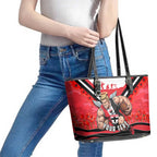 Personalised St Kilda Saints ANZAC Leather Tote Bag Military Remembrance Australian Football Mascot Camouflage