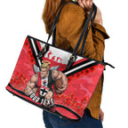 Personalised St Kilda Saints ANZAC Leather Tote Bag Military Remembrance Australian Football Mascot Camouflage