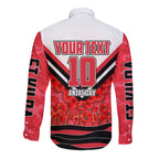 Personalised St Kilda Saints ANZAC Long Sleeve Button Shirt Military Remembrance Australian Football Mascot Camouflage