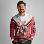 Personalised St Kilda Saints ANZAC Long Sleeve Polo Shirt Military Remembrance Australian Football Mascot Camouflage