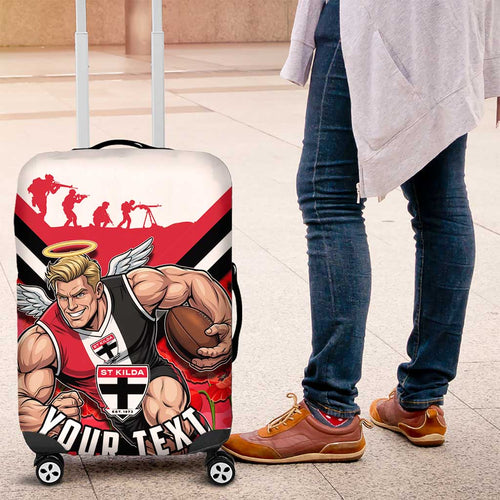 Personalised St Kilda Saints ANZAC Luggage Cover Military Remembrance Australian Football Mascot Camouflage