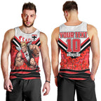 Personalised St Kilda Saints ANZAC Men Tank Top Military Remembrance Australian Football Mascot Camouflage