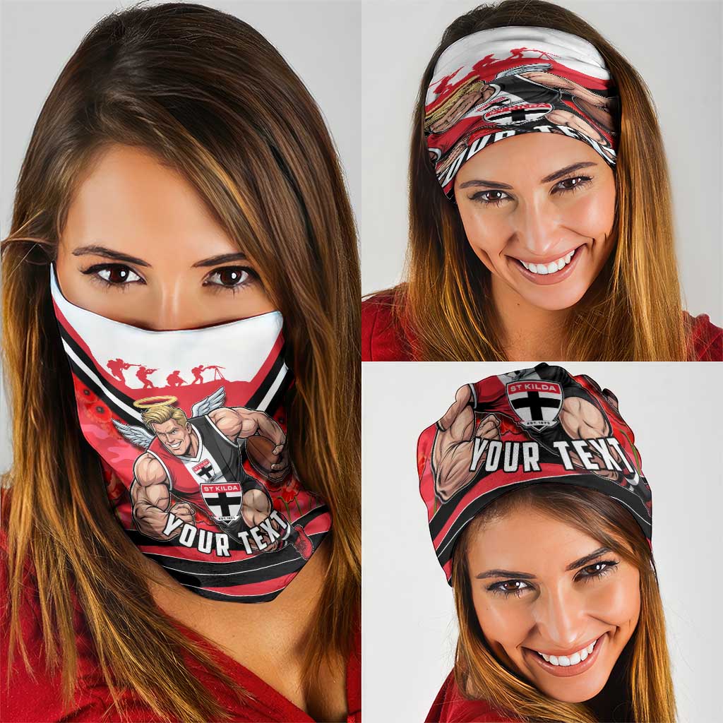 Personalised St Kilda Saints ANZAC Neck Gaiter Military Remembrance Australian Football Mascot Camouflage