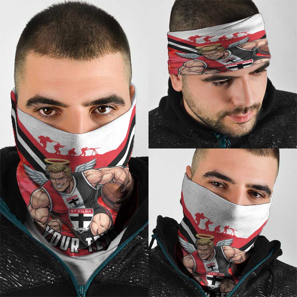 Personalised St Kilda Saints ANZAC Neck Gaiter Military Remembrance Australian Football Mascot Camouflage