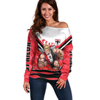 Personalised St Kilda Saints ANZAC Off Shoulder Sweater Military Remembrance Australian Football Mascot Camouflage