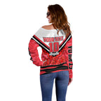 Personalised St Kilda Saints ANZAC Off Shoulder Sweater Military Remembrance Australian Football Mascot Camouflage