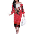 Personalised St Kilda Saints ANZAC Off The Shoulder Long Sleeve Dress Military Remembrance Australian Football Mascot Camouflage