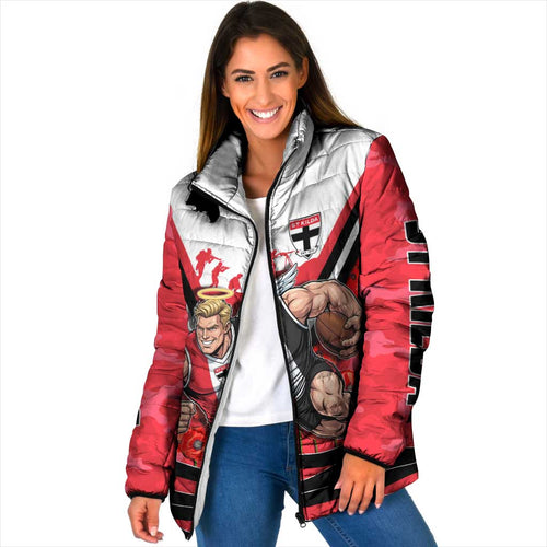 Personalised St Kilda Saints ANZAC Padded Jacket Military Remembrance Australian Football Mascot Camouflage