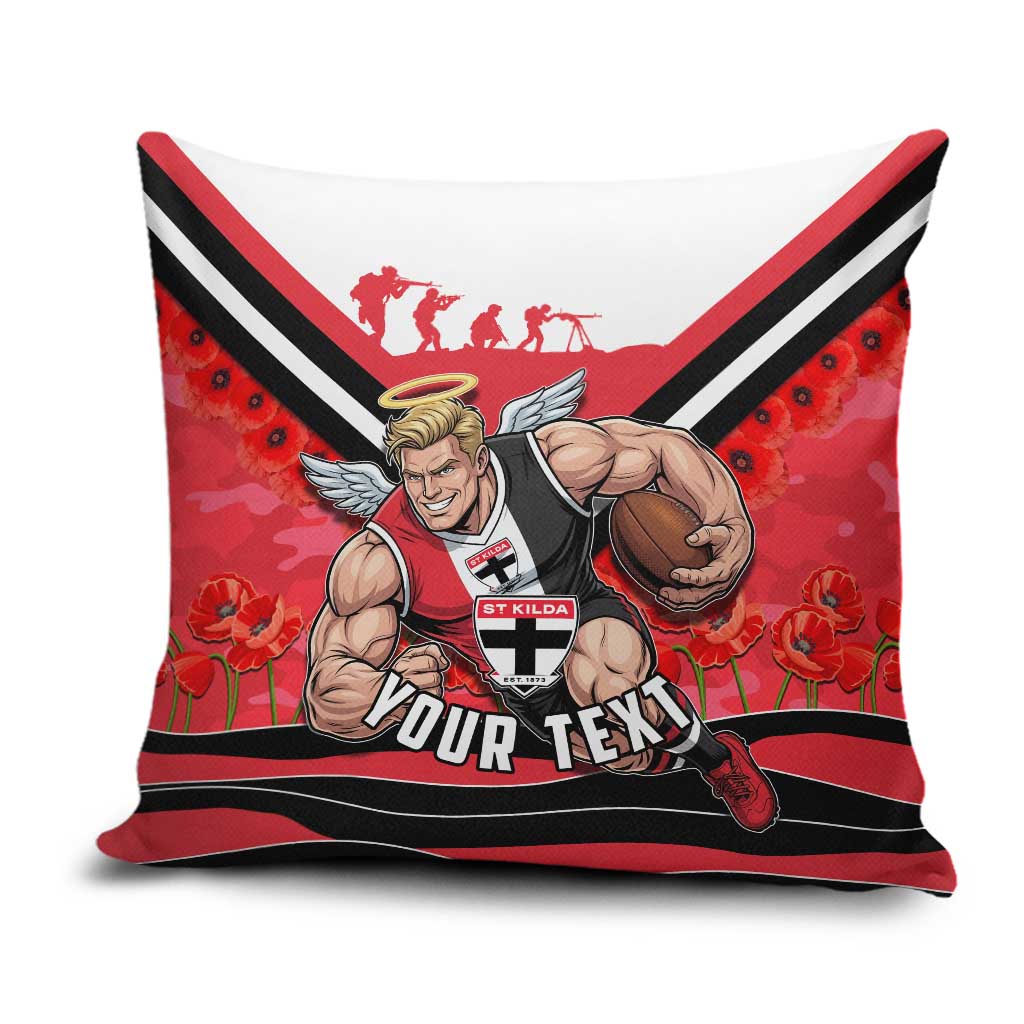 Personalised St Kilda Saints ANZAC Pillow Cover Military Remembrance Australian Football Mascot Camouflage