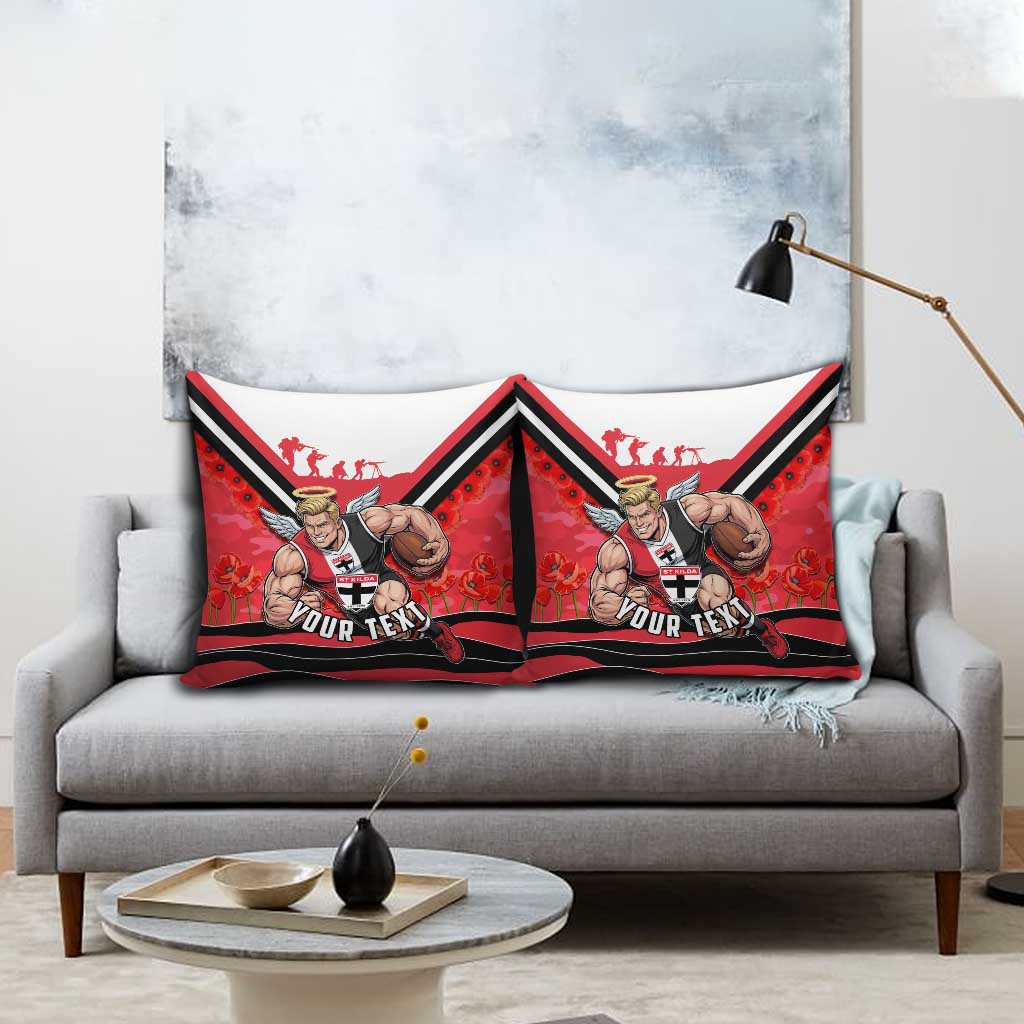 Personalised St Kilda Saints ANZAC Pillow Cover Military Remembrance Australian Football Mascot Camouflage