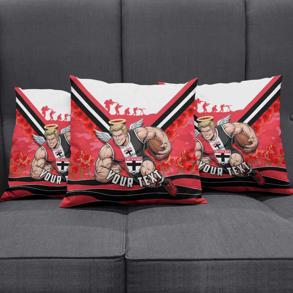 Personalised St Kilda Saints ANZAC Pillow Cover Military Remembrance Australian Football Mascot Camouflage