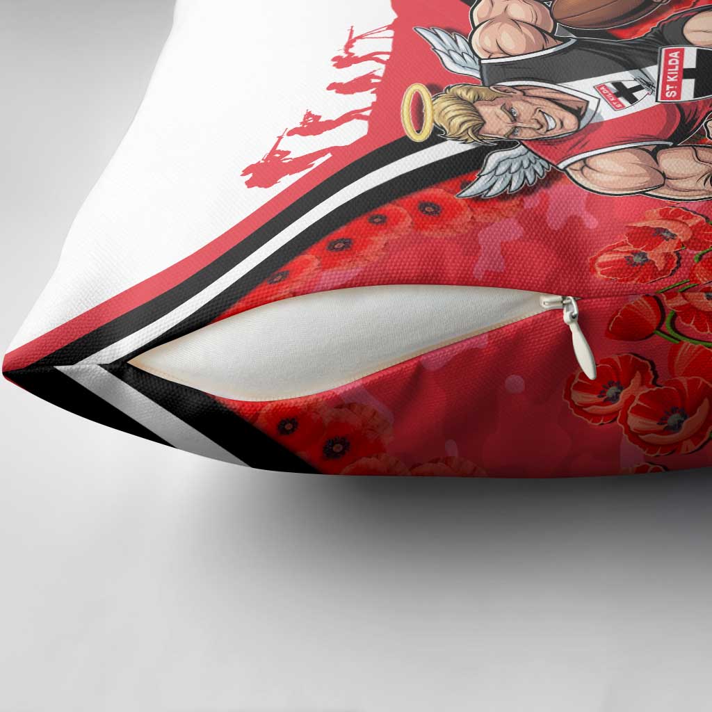 Personalised St Kilda Saints ANZAC Pillow Cover Military Remembrance Australian Football Mascot Camouflage
