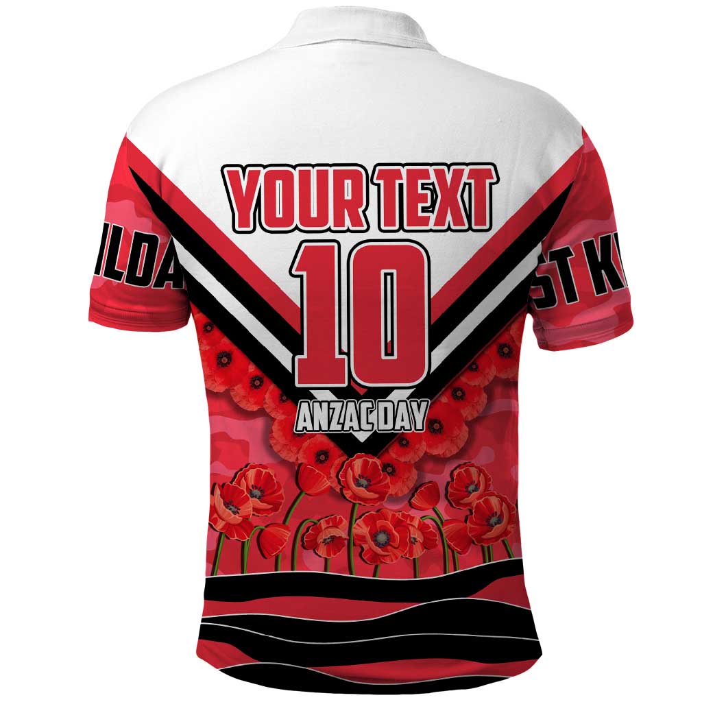 Personalised St Kilda Saints ANZAC Polo Shirt Military Remembrance Australian Football Mascot Camouflage
