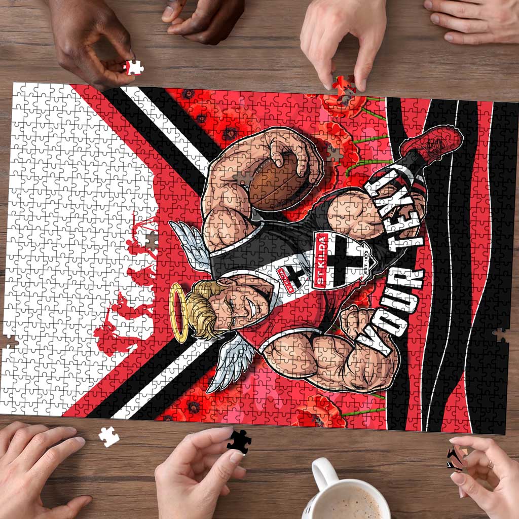 Personalised St Kilda Saints ANZAC Puzzle Military Remembrance Australian Football Mascot Camouflage