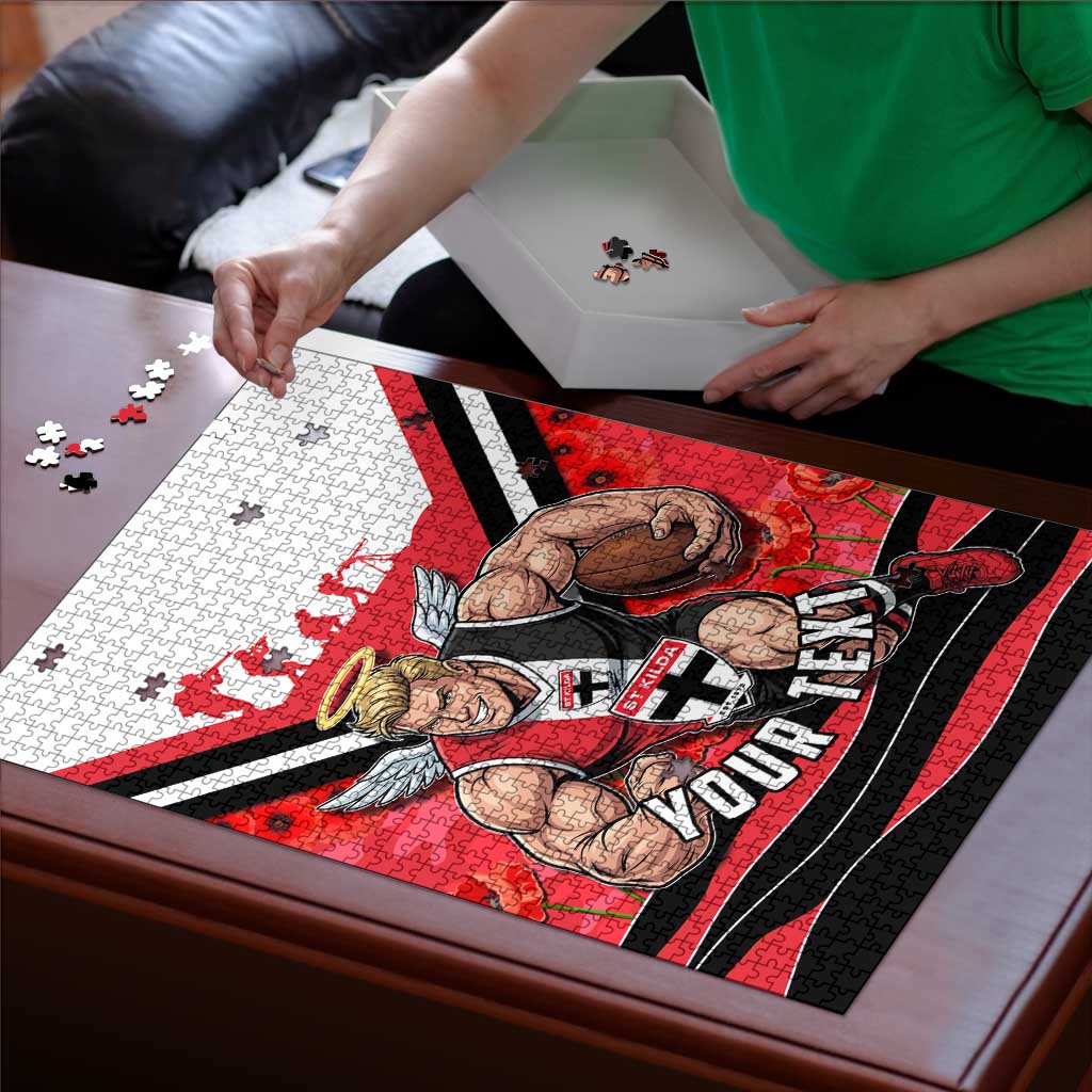 Personalised St Kilda Saints ANZAC Puzzle Military Remembrance Australian Football Mascot Camouflage