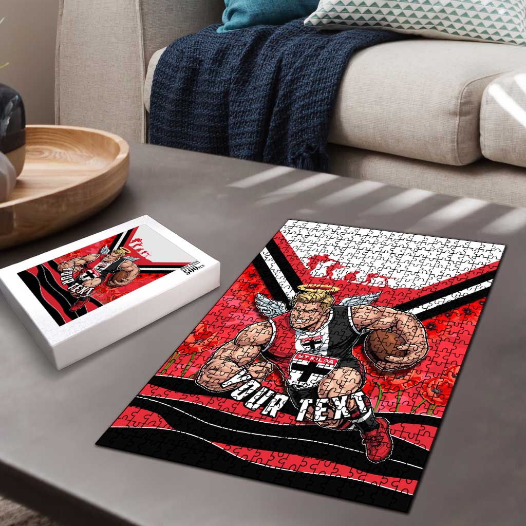 Personalised St Kilda Saints ANZAC Puzzle Military Remembrance Australian Football Mascot Camouflage