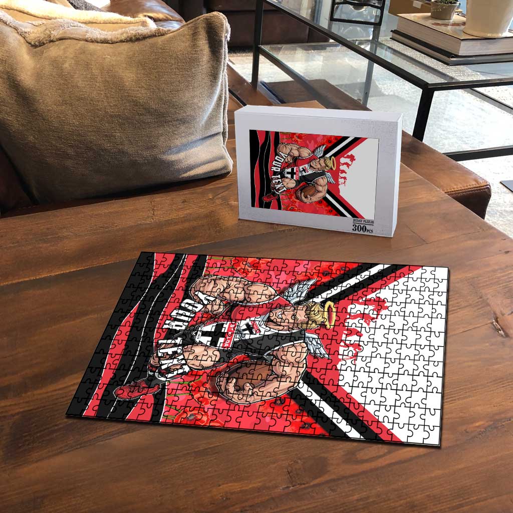 Personalised St Kilda Saints ANZAC Puzzle Military Remembrance Australian Football Mascot Camouflage