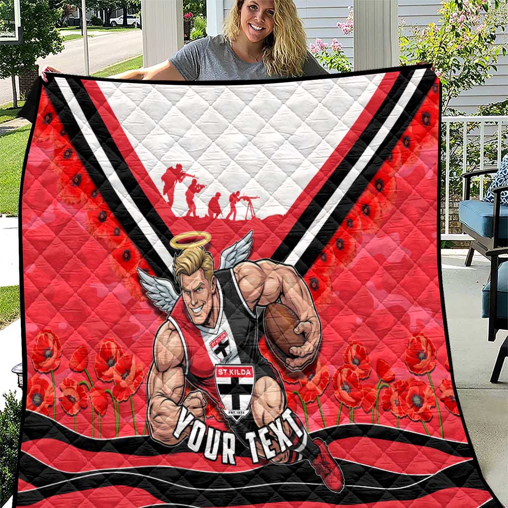 Personalised St Kilda Saints ANZAC Quilt Military Remembrance Australian Football Mascot Camouflage