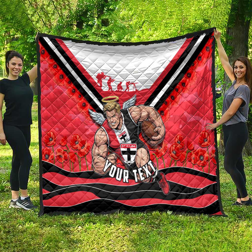Personalised St Kilda Saints ANZAC Quilt Military Remembrance Australian Football Mascot Camouflage