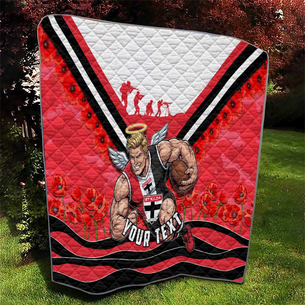 Personalised St Kilda Saints ANZAC Quilt Military Remembrance Australian Football Mascot Camouflage