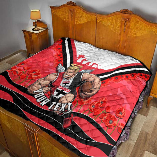 Personalised St Kilda Saints ANZAC Quilt Military Remembrance Australian Football Mascot Camouflage