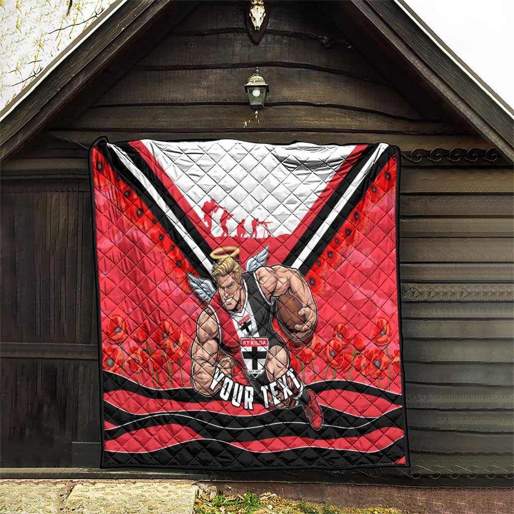 Personalised St Kilda Saints ANZAC Quilt Military Remembrance Australian Football Mascot Camouflage