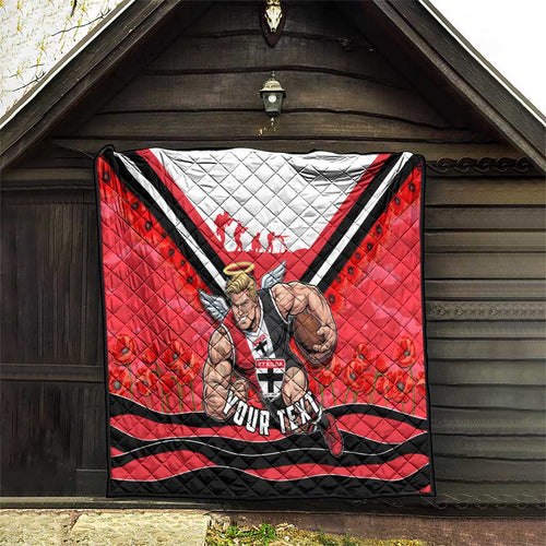 Personalised St Kilda Saints ANZAC Quilt Military Remembrance Australian Football Mascot Camouflage