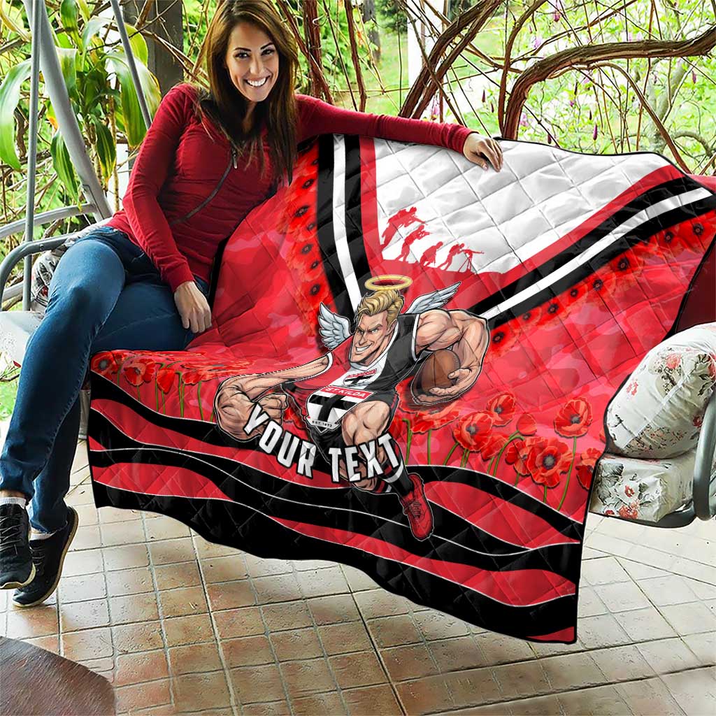 Personalised St Kilda Saints ANZAC Quilt Military Remembrance Australian Football Mascot Camouflage