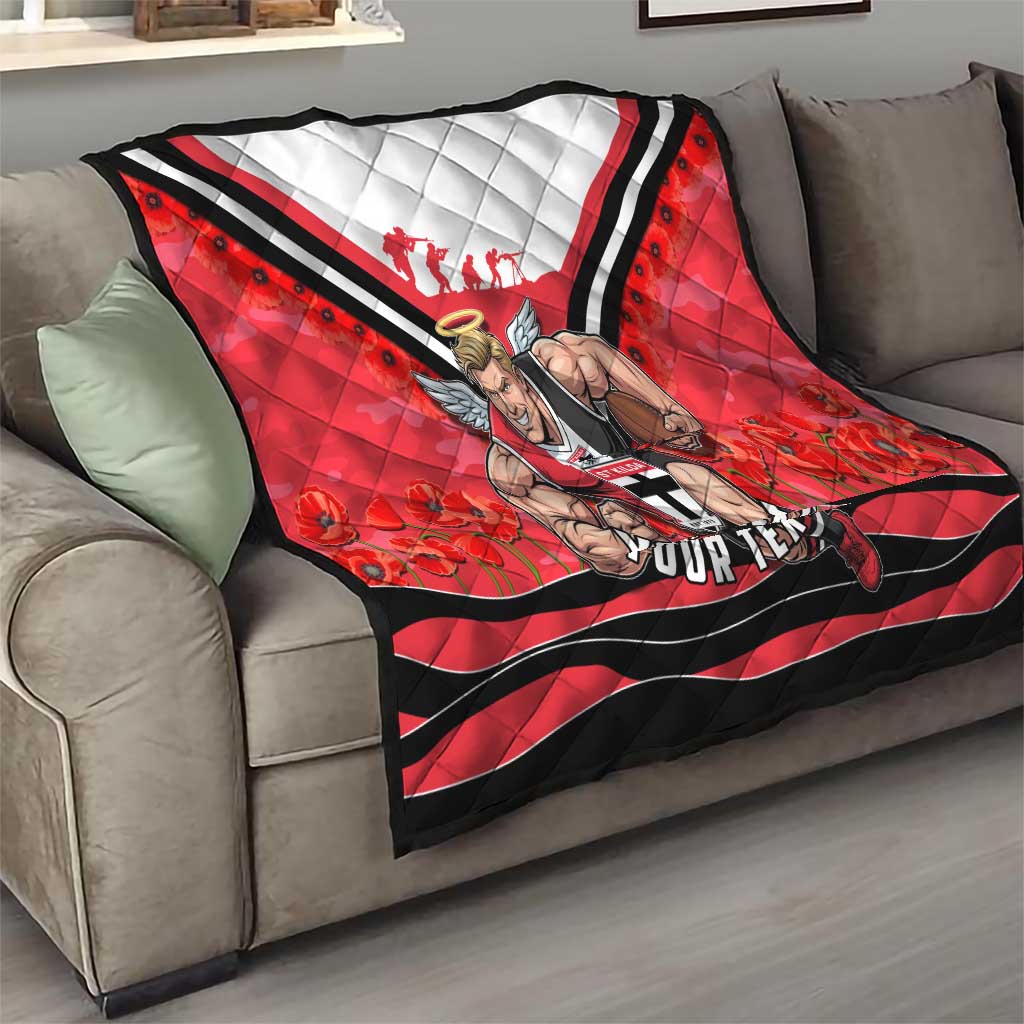 Personalised St Kilda Saints ANZAC Quilt Military Remembrance Australian Football Mascot Camouflage