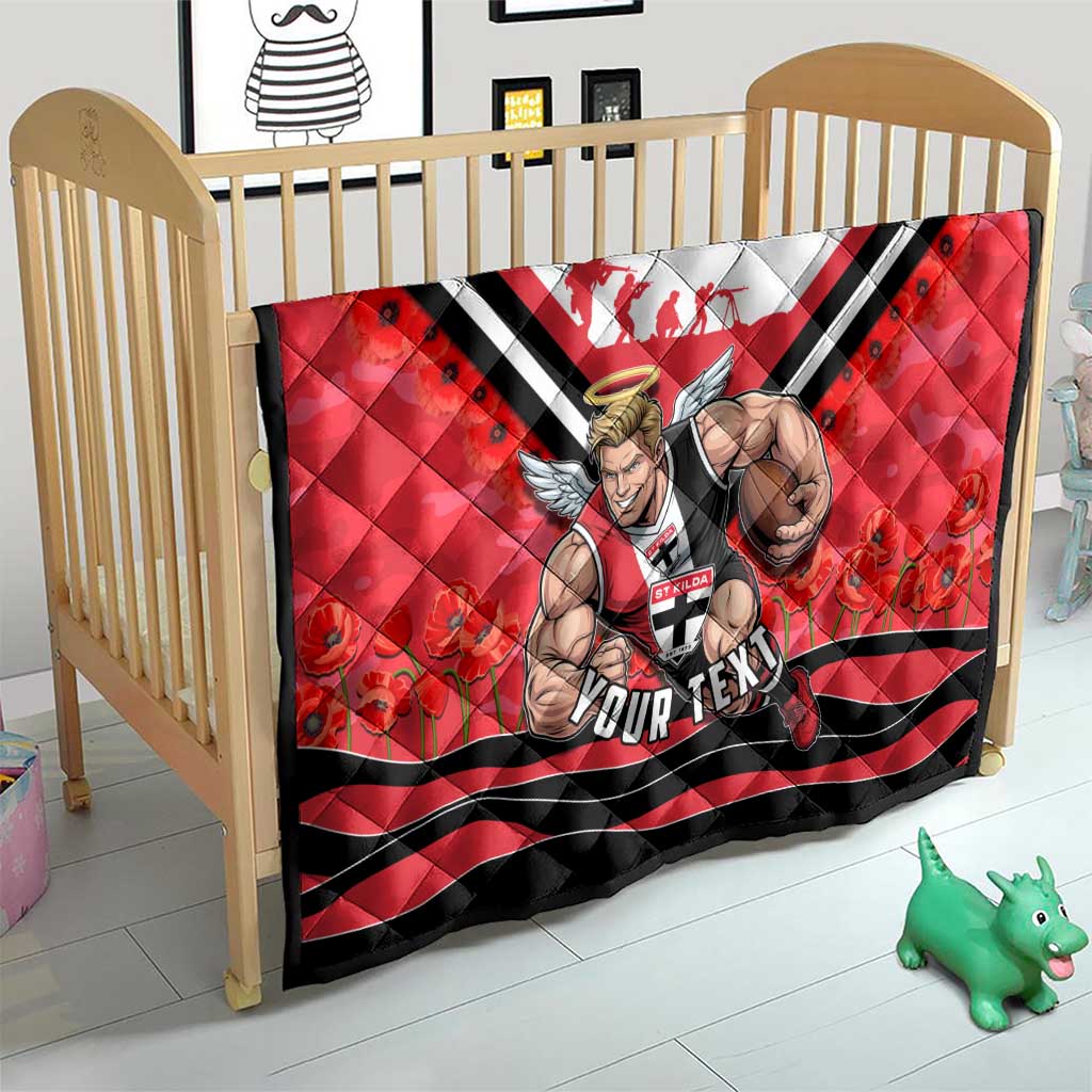 Personalised St Kilda Saints ANZAC Quilt Military Remembrance Australian Football Mascot Camouflage