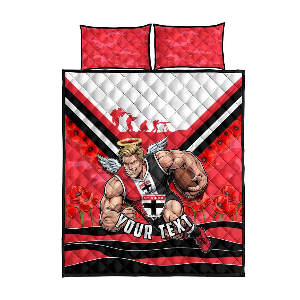 Personalised St Kilda Saints ANZAC Quilt Bed Set Military Remembrance Australian Football Mascot Camouflage