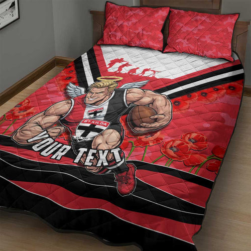 Personalised St Kilda Saints ANZAC Quilt Bed Set Military Remembrance Australian Football Mascot Camouflage