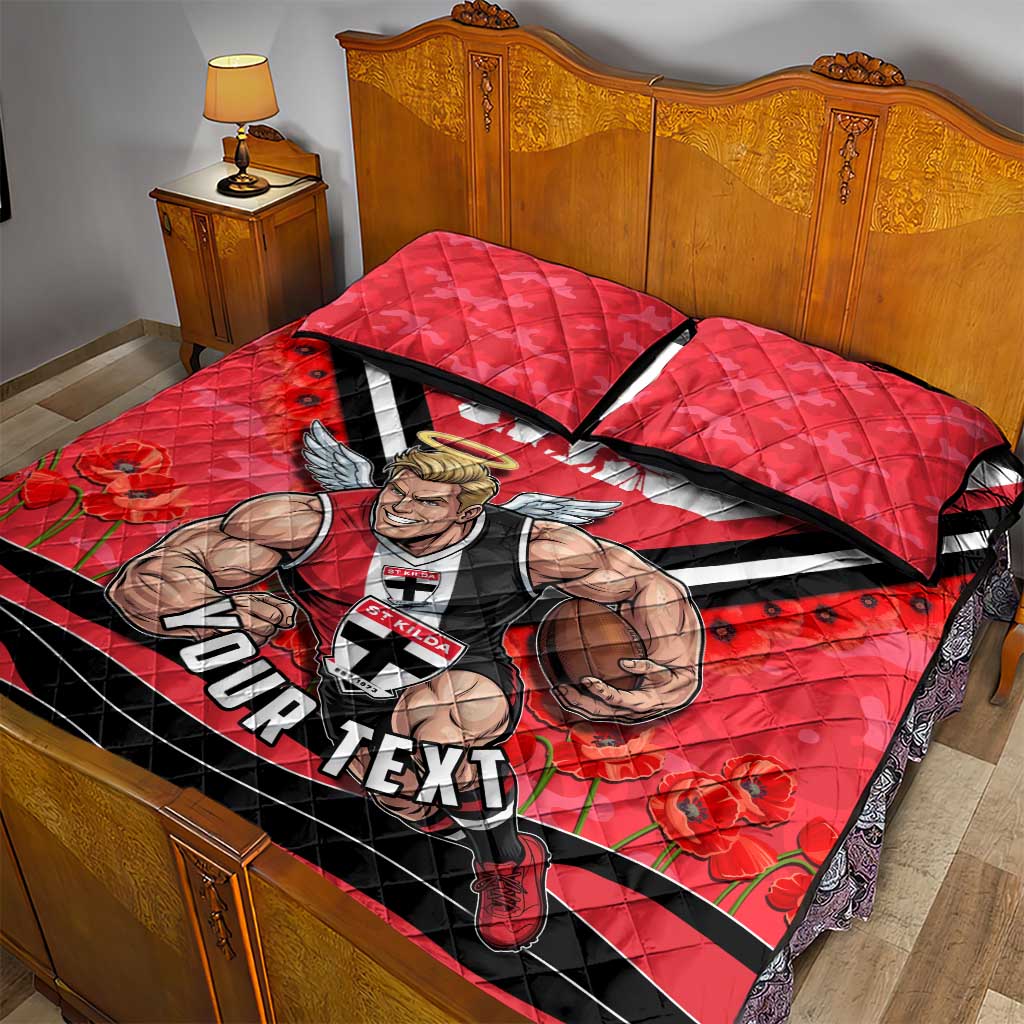Personalised St Kilda Saints ANZAC Quilt Bed Set Military Remembrance Australian Football Mascot Camouflage