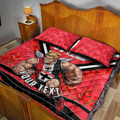 Personalised St Kilda Saints ANZAC Quilt Bed Set Military Remembrance Australian Football Mascot Camouflage