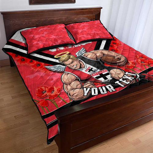 Personalised St Kilda Saints ANZAC Quilt Bed Set Military Remembrance Australian Football Mascot Camouflage