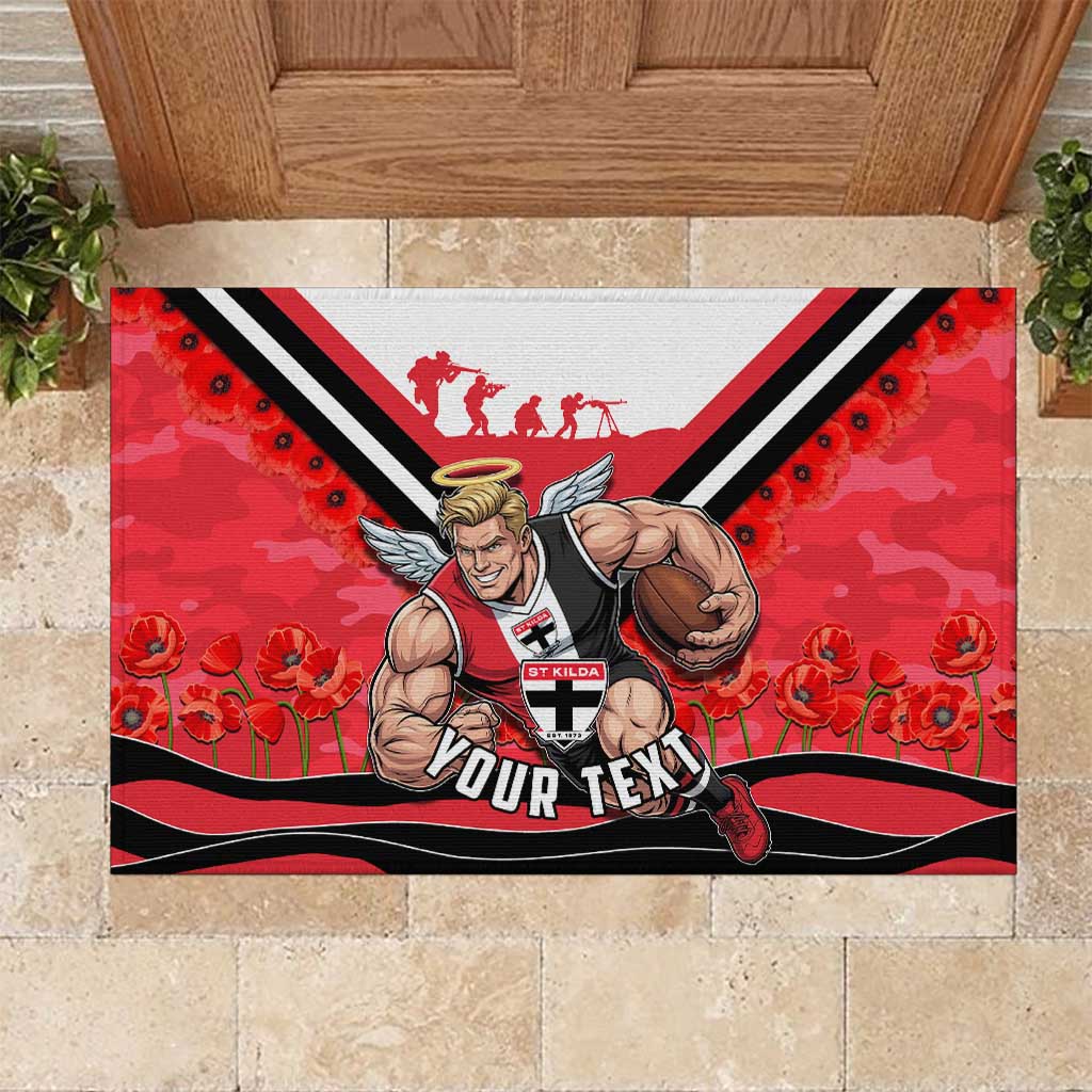 Personalised St Kilda Saints ANZAC Rubber Doormat Military Remembrance Australian Football Mascot Camouflage