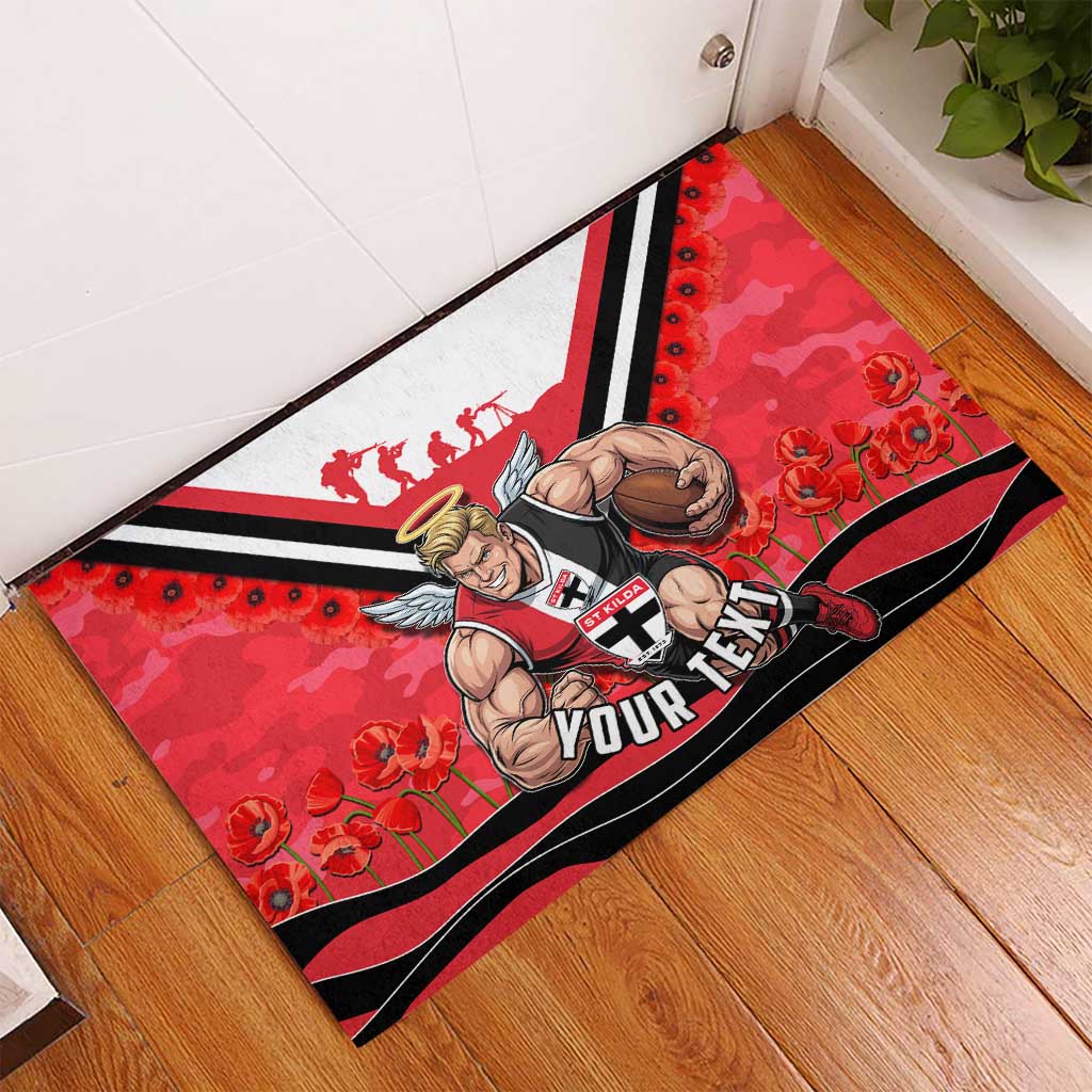 Personalised St Kilda Saints ANZAC Rubber Doormat Military Remembrance Australian Football Mascot Camouflage