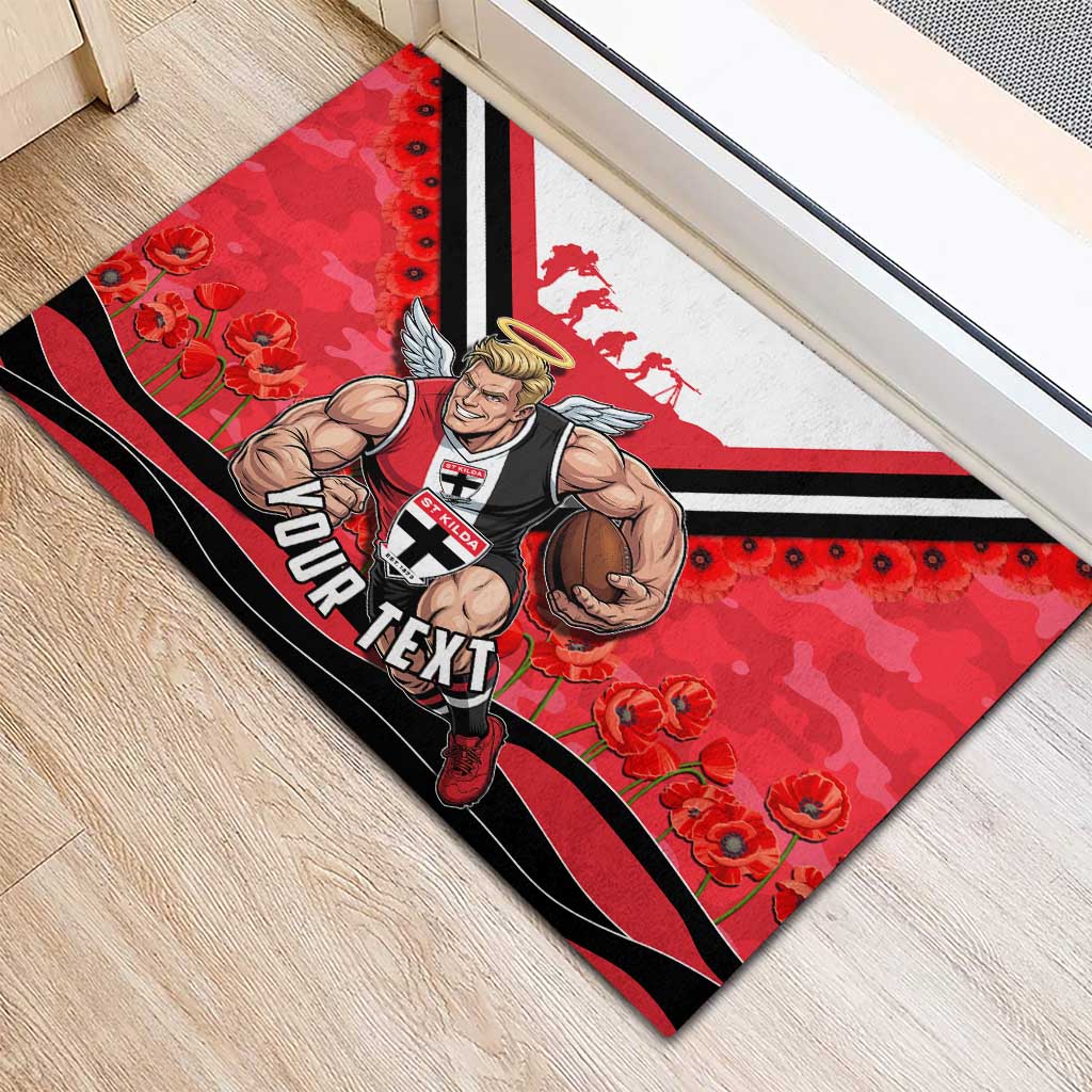 Personalised St Kilda Saints ANZAC Rubber Doormat Military Remembrance Australian Football Mascot Camouflage