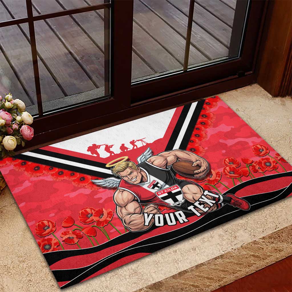 Personalised St Kilda Saints ANZAC Rubber Doormat Military Remembrance Australian Football Mascot Camouflage