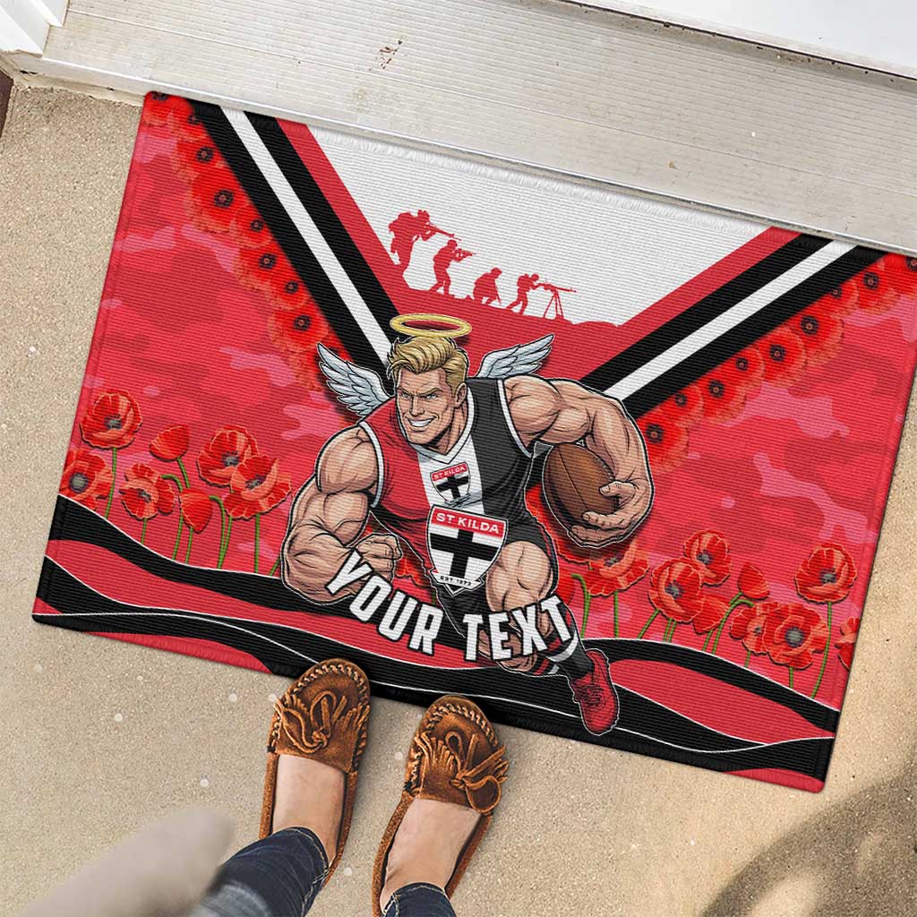 Personalised St Kilda Saints ANZAC Rubber Doormat Military Remembrance Australian Football Mascot Camouflage