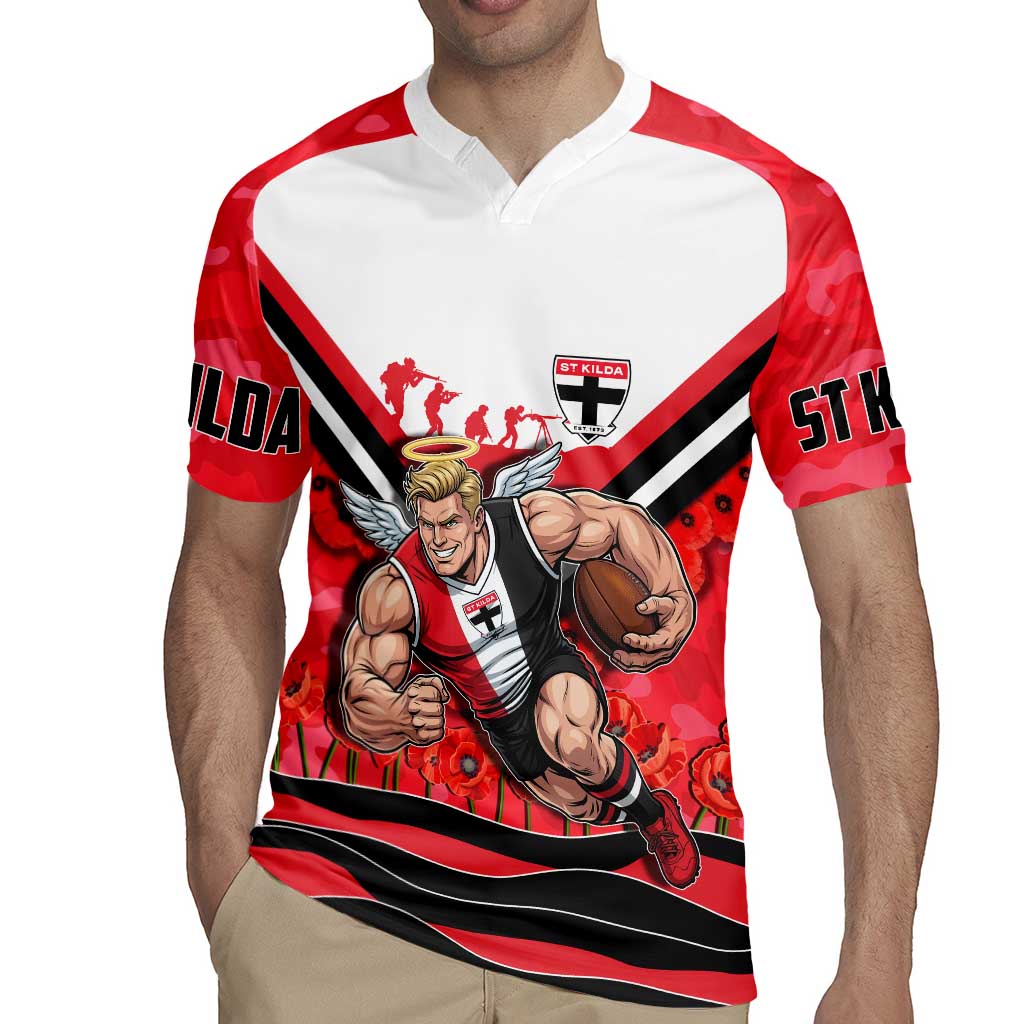 Personalised St Kilda Saints ANZAC Rugby Jersey Military Remembrance Australian Football Mascot Camouflage