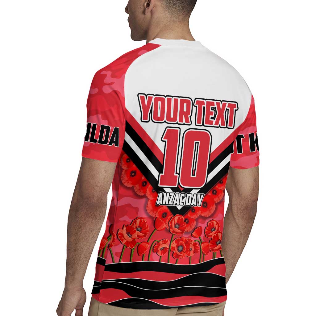 Personalised St Kilda Saints ANZAC Rugby Jersey Military Remembrance Australian Football Mascot Camouflage