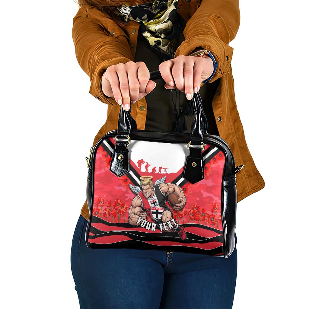 Personalised St Kilda Saints ANZAC Shoulder Handbag Military Remembrance Australian Football Mascot Camouflage