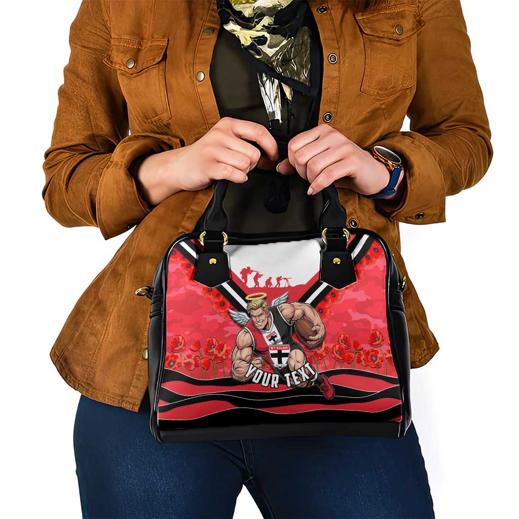 Personalised St Kilda Saints ANZAC Shoulder Handbag Military Remembrance Australian Football Mascot Camouflage