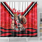 Personalised St Kilda Saints ANZAC Shower Curtain Military Remembrance Australian Football Mascot Camouflage