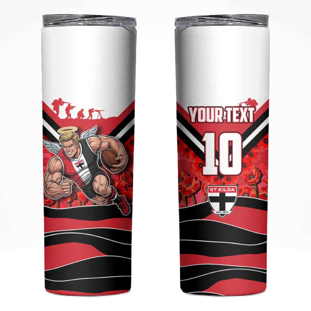 Personalised St Kilda Saints ANZAC Skinny Tumbler Military Remembrance Australian Football Mascot Camouflage