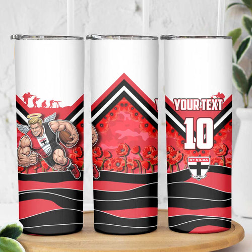 Personalised St Kilda Saints ANZAC Skinny Tumbler Military Remembrance Australian Football Mascot Camouflage