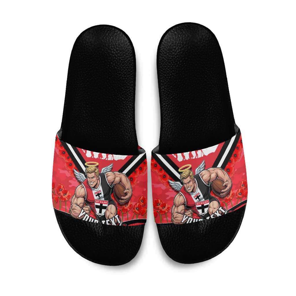 Personalised St Kilda Saints ANZAC Slide Sandals Military Remembrance Australian Football Mascot Camouflage