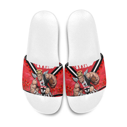 Personalised St Kilda Saints ANZAC Slide Sandals Military Remembrance Australian Football Mascot Camouflage
