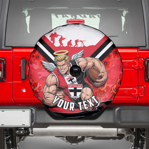 Personalised St Kilda Saints ANZAC Spare Tire Cover Military Remembrance Australian Football Mascot Camouflage